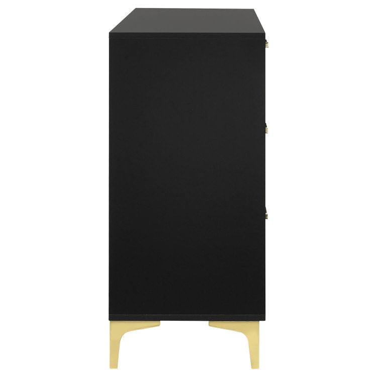 Lexie Black And Gold 6 Drawer Rectangular Dresser