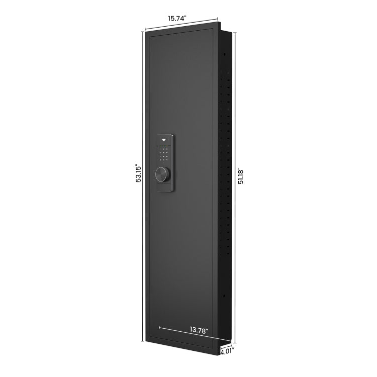 53" Passwod Touch Panel In Wall Safe,Hidden Wall Gun Safe For Rifles With Adjustable Shelves,Assembled Storage Multifunctional Wall Safe For Firearm And Valuables Black Digital