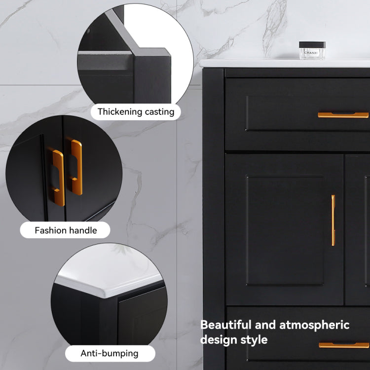 48" Black Bathroom Vanity.Abundant Storage Cabinet 4 Soft Close Doors And 4 Drawers Excluding The Ceramic Basin
