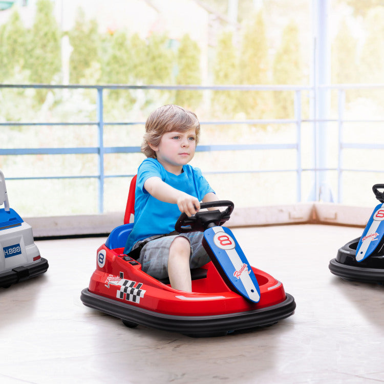 Aosom Toddler Bumper Car, 360 Rotation 6V Kids Electric Ride On Bumper Car With Eva Bumper Edges, Twins Motor, Songs, Horn, Led Lights, Safety Belt For 18 48 Months, Red