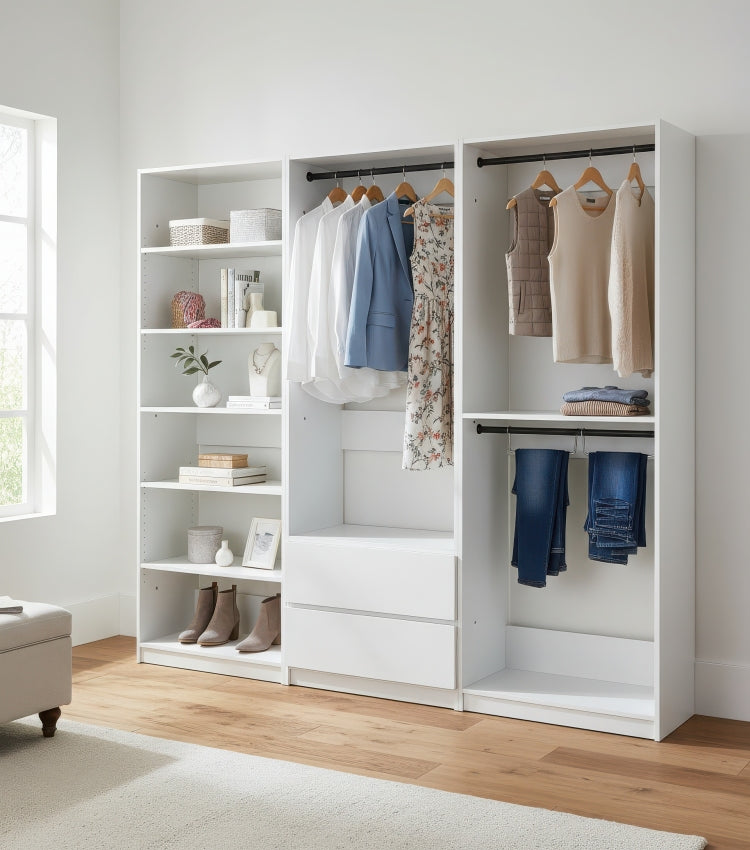Prosper White Freestanding Walk In Wood Closet System
