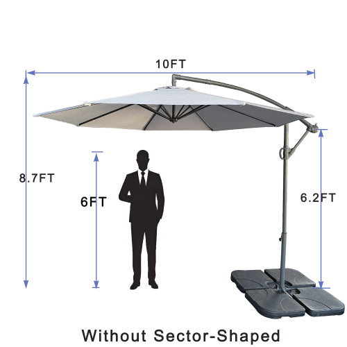 Without Plastic Base 10Ft Offset Patio Umbrella Offset Hanging Cantilever Patio Outdoor Market Umbrella Protection With Easy Tilt Adjustment And Crank For Pool Deck And Garden Top Colour Beige