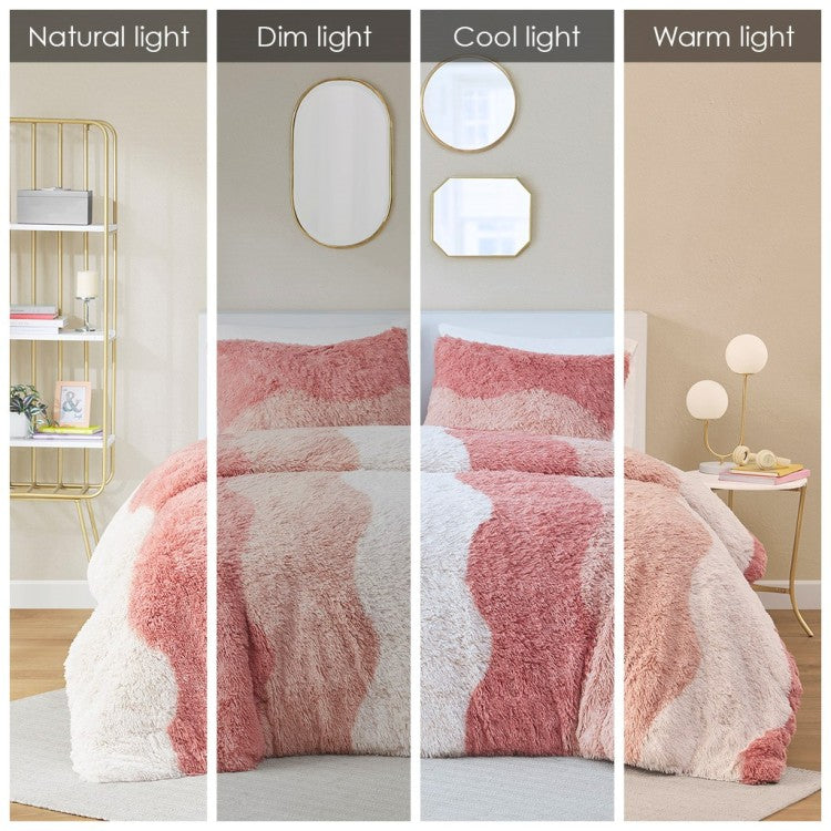 Twin Twin Xl Ombre Shaggy Faux Fur Comforter Set