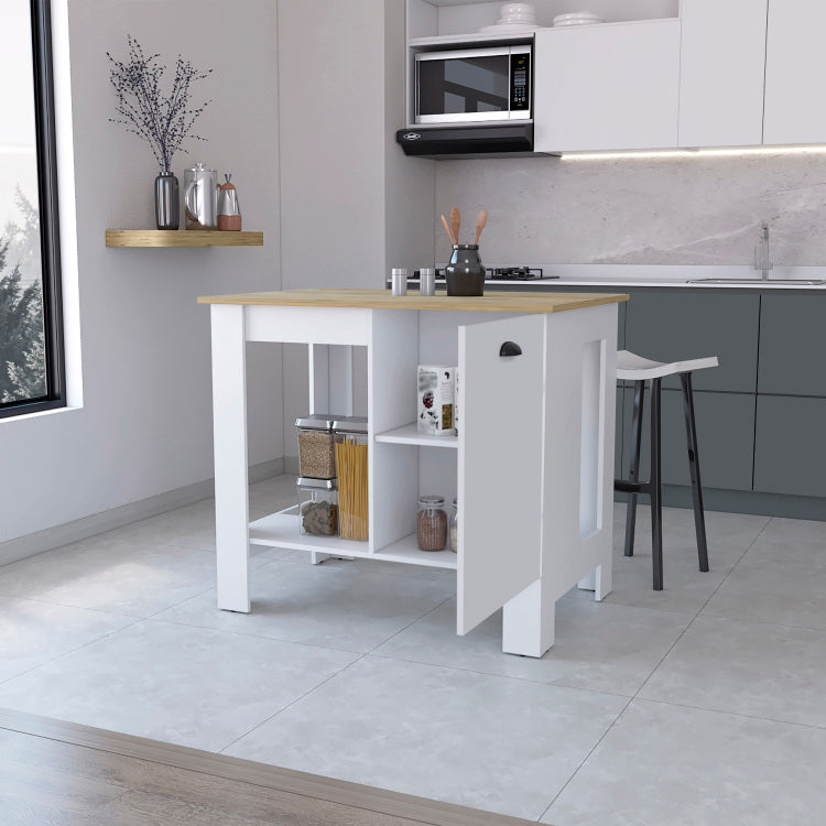 Lander Kitchen Island With Single Door And Lower Open Shelf