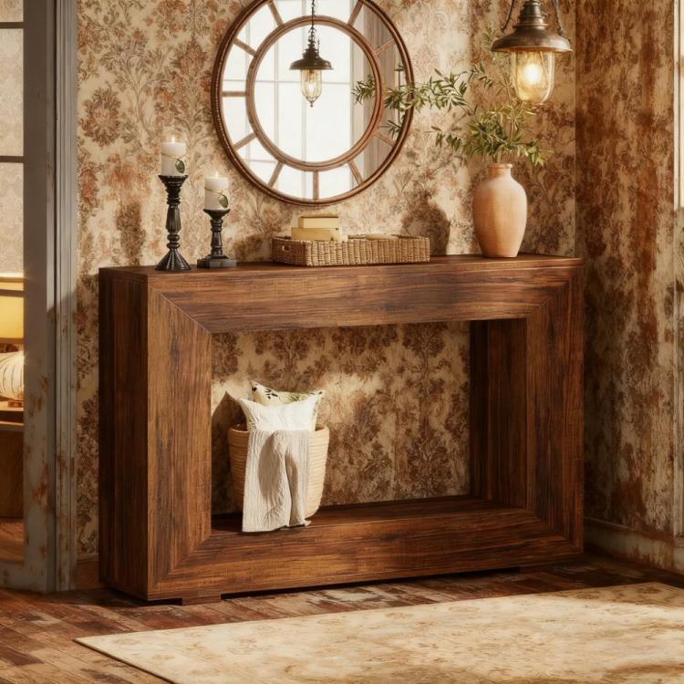47 Inches Wooden Console Table, Narrow Long Wood Sofa Table, Living Room Table Entryway Console Table