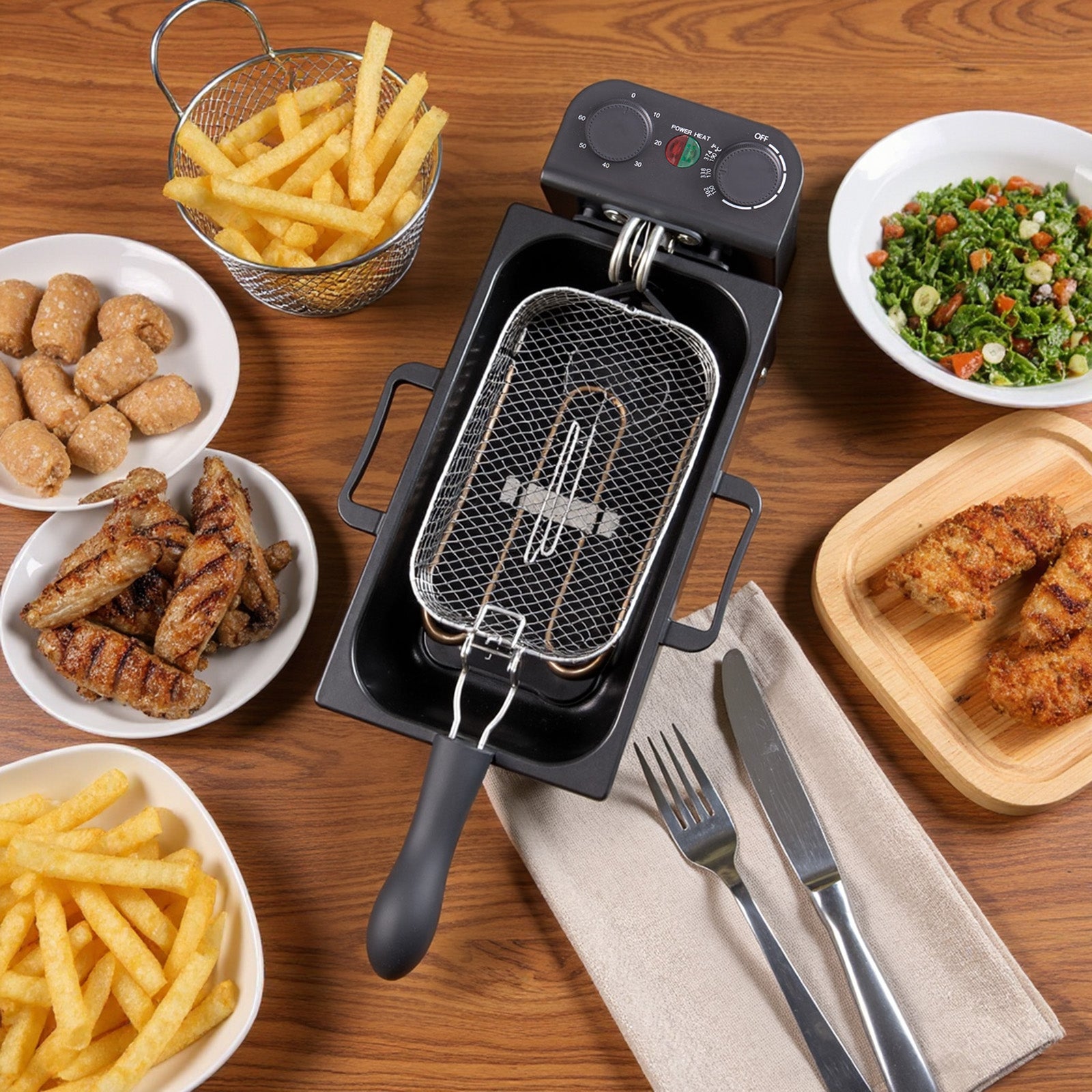 3L Deep Fryer With Basket, 1700W Electric Deep Fryer With Time & Temperature Control For Home Use, Removable Basket, Lid With View Window And Odor Free Filter, Stainless Steel, Dishwasher Safe