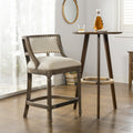 Paris 26.5" Farmhouse Counter Height Bar Stool With Backrest, Light Beige Linen
