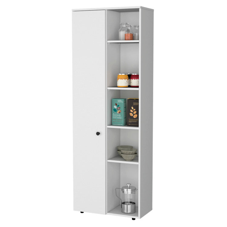Harman Multistorage Kitchen Pantry With 1 Door And 5 Open Shelves, White