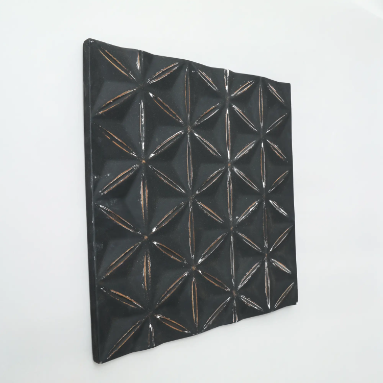 Black Square Shape Handcrafted Mdf Wall Decor 16"X16" Elegant Home Accent