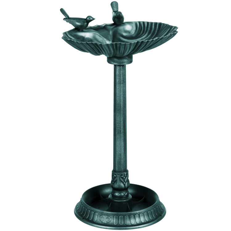 Outsunny 32" Antique Bird Bath With Pedestal Flower Planter Base, Vintage Style Decorative Birdbath, Bird Feeder Bowl & Planter Decoration Yard Statue, Verdigris