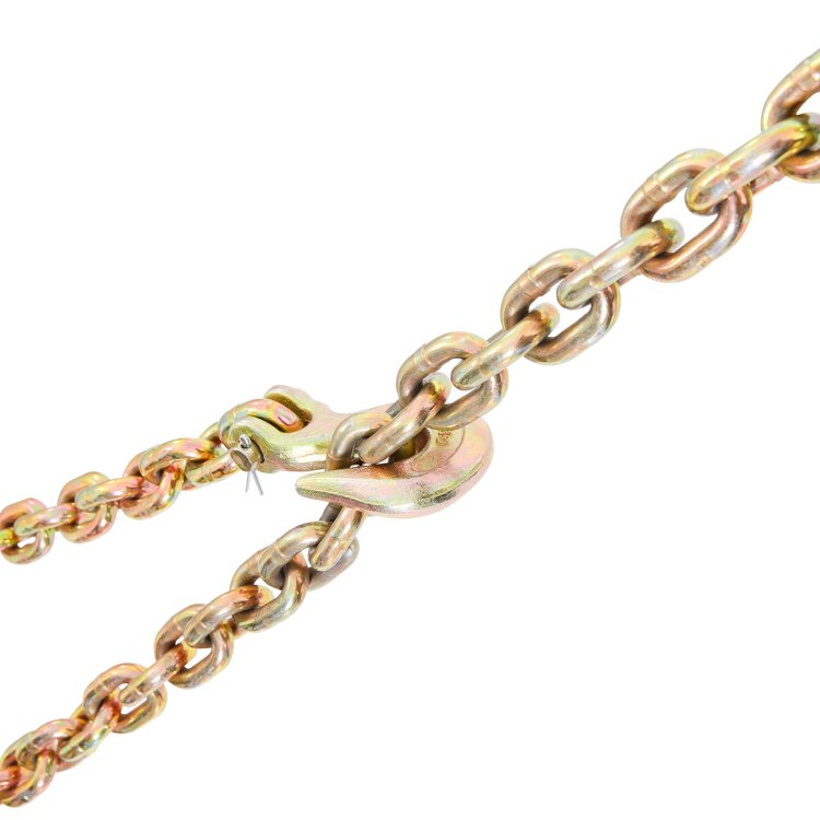 Transport Binder Chain, 7100Lbs Working Load Limit, 3 8''X20' G80 Tow Chain Tie Down With Grab Hooks, Dot Certified, Galvanized Coating Manganese Steel For Dock Factory Construction Site, 2 Pack