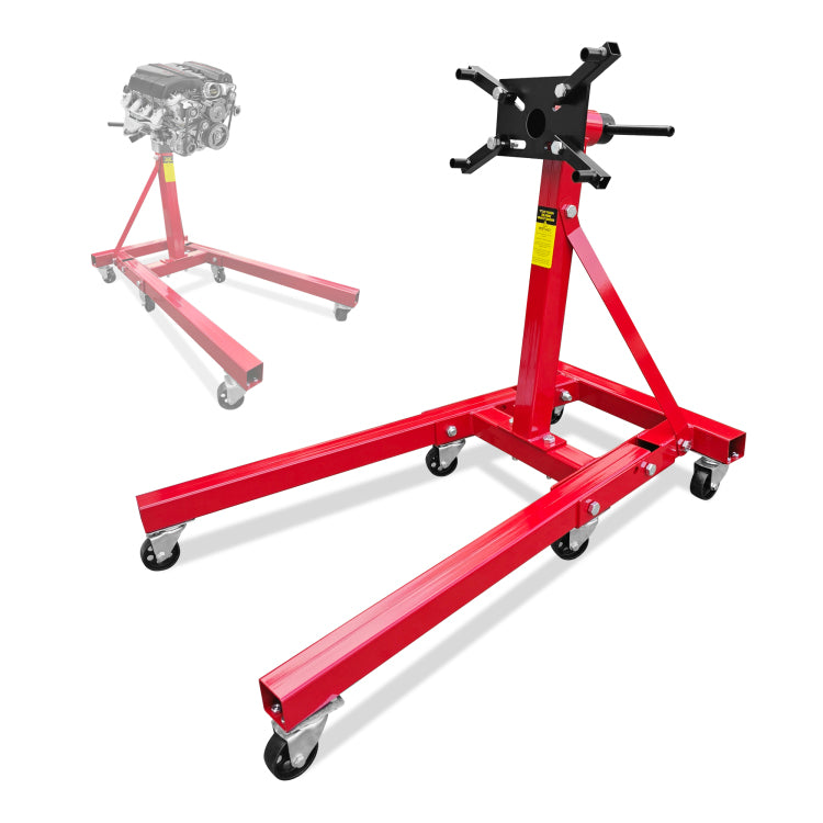 Engine Stand 2000Lbs Capacity, 360 Degree Rotating Engine Run Stand With 6 Casters, Heavy Duty Motorcycle Engine Stand With Foldable Frame For Auto Repair, Vehicle Maintenance, Red