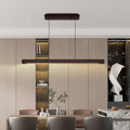 39 Inch Walnut Wood Modern Led Pendant Light, Adjustable Hanging Light For Dining Room, Kitchen, Living Room Sleek Walnut Color Finish