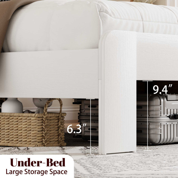 King Size Bed, Metal Bed Frame With Charging Station, No Need For Box Spring, White , No Noise, Easy To Assemble