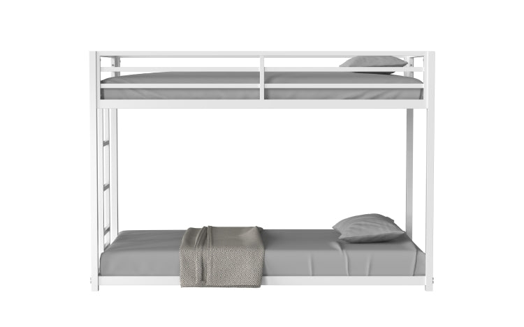 Same As B083P160613 Adam Sturdy Twin Over Twin Bunk Bed Metal White For Kids And Adult, Low Profile And Easy Climbing With Stable Ladder