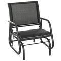 Outsunny Porch Glider, Metal Frame Swing Glider Chair With Mesh Fabric, Curved Armrests And Steel Frame For Garden, Poolside, Backyard, Balcony, Black