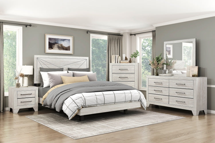 Contemporary Gray Oak Finish Nightstand With 2X Drawers Wooden Bedroom Furniture 1Pc