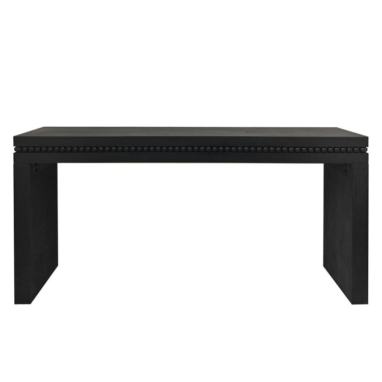 64In Modern Black Wood Console Table Elegant Entryway Table With Decorative Beaded Trim