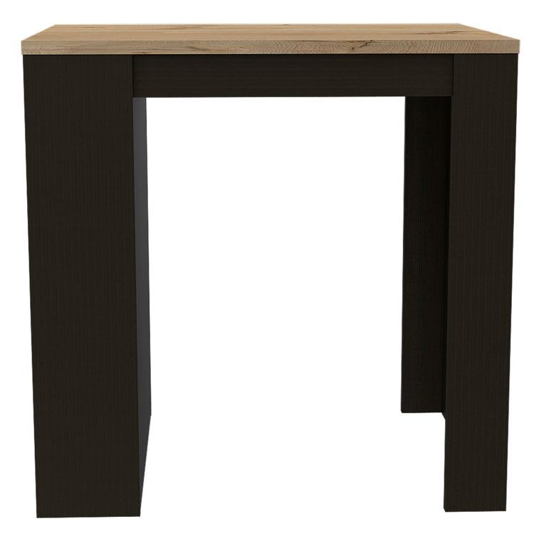 Kitchen Island Table, Two Legs, Three Side Shelves, Black Pine