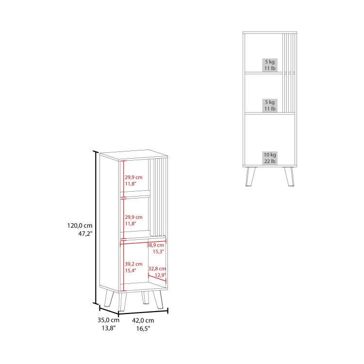 Wengue And Natural Oak Storage Cabinet With A Door And Open Storage