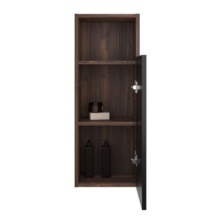 Cc1014S110.309 Black & Walnut Bathroom Floating Side Cabinet, Wall Mounted Storage Cabinet For Small Space, Kd