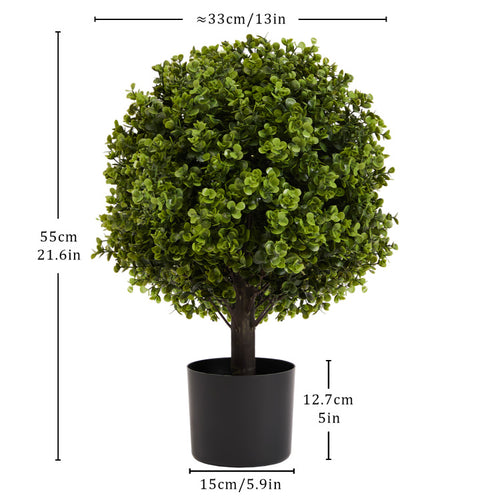 22In Boxwood Ball Shaped Artificial Topiary Shrubs Tree In Pot For Home And Garden Decoration 2Pcs Set