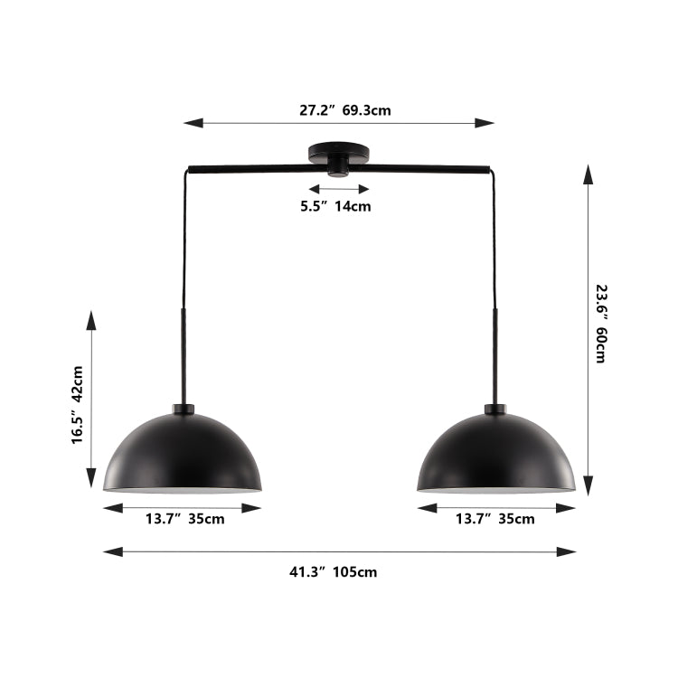 41" Industrial Modern Black Double Pendant Light Adjustable Ceiling Hanging Lamp With Matte Finish For Dining Room, Kitchen, Or Living Room Stylish And Durable Lighting Fixture No Bulbs