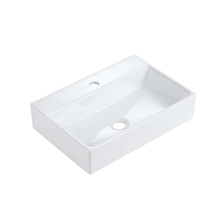 Bb15 20Y 301 20"X14" Integrated White Ceramic Bathroom Sink With 1 Faucet Hole, Without Overflow