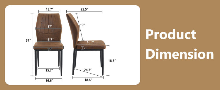 Set Of 4 Brown And Black Dining Chairs With Shell Pattern, 37 Inches High: Ergonomic Tech Fabric Backrest, Combines Comfort And Style