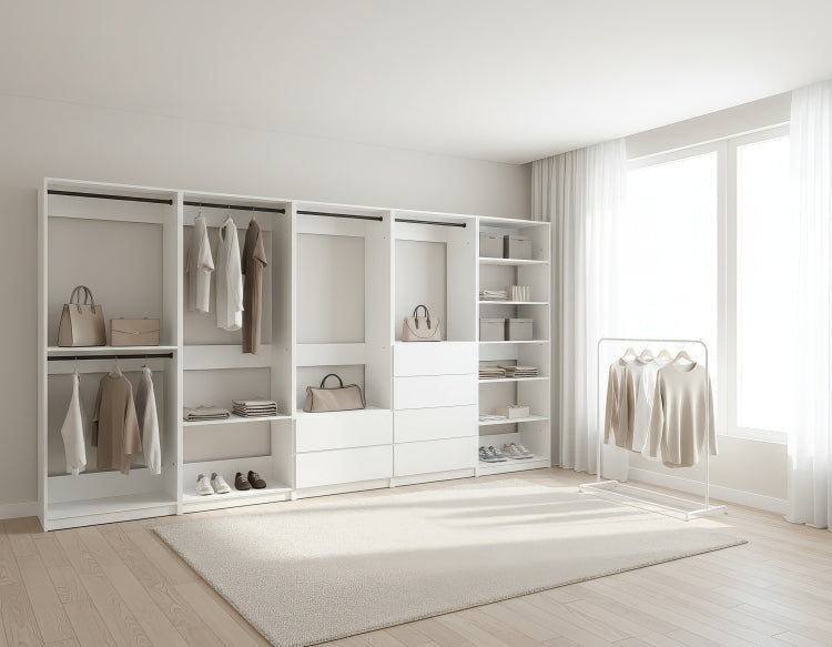 Prosper White Freestanding Walk In Wood Closet System