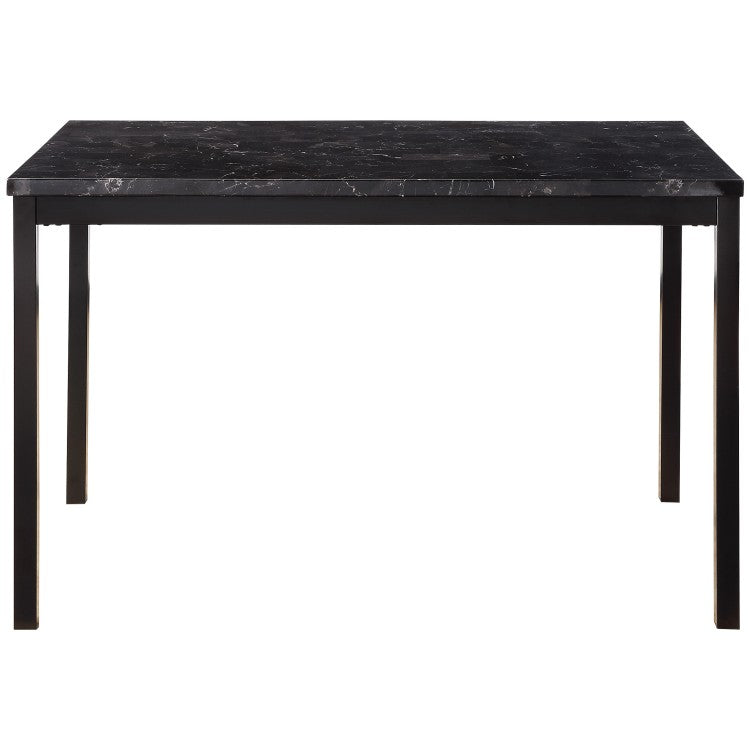 1Pc Dining Table Black Faux Marble Top Casual Dining Room Furniture Metal Frame