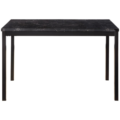 1Pc Dining Table Black Faux Marble Top Casual Dining Room Furniture Metal Frame