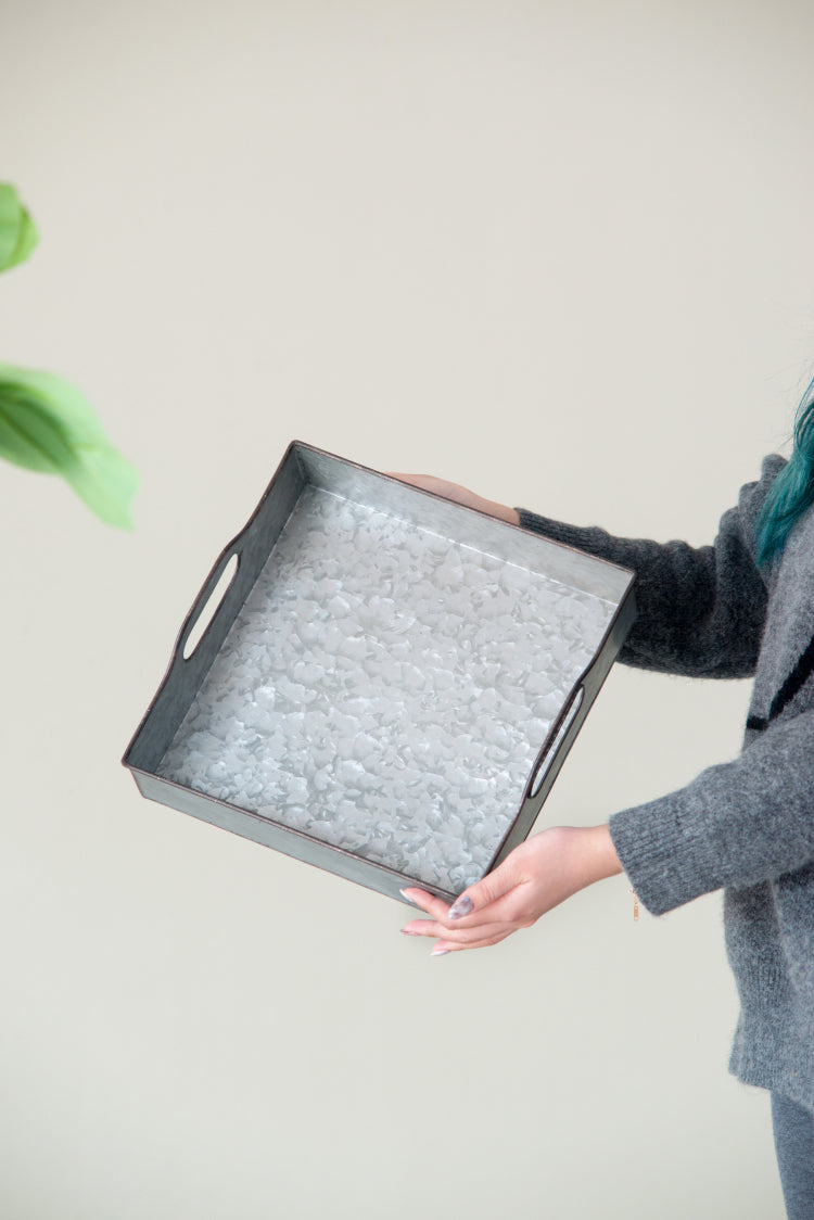 S 3 Decorative Galvanized Gray Nesting Trays
