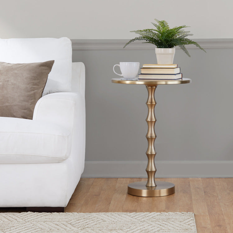 26.75" Contemporary Metal Accent Table In Gold Metal