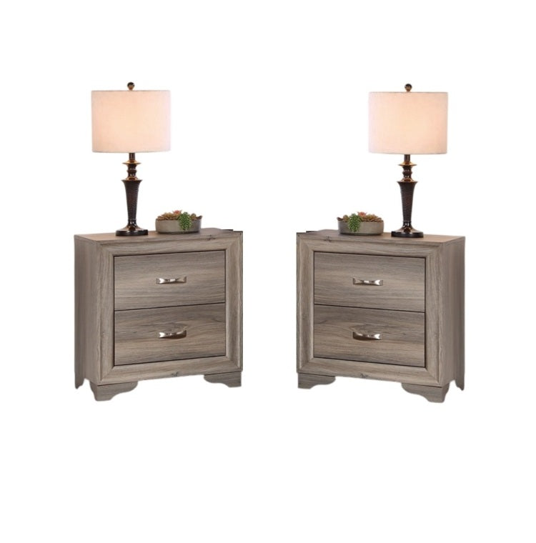 Modern 1Pc Nightstand Wooden Bedside Table 2 Drawers Bedroom Furniture