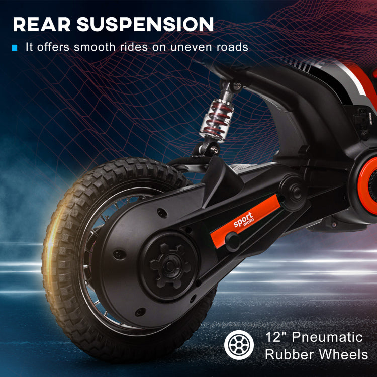 Aosom Electric Dirt Bike With Twist Grip Throttle, 24V 350W Off Road Electric Motorcycle, Up To 15 Mph With Brake, Music Horn, Rear Suspension For Ages 13 Years, Red
