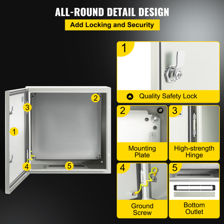 Nema Steel Enclosure, 24 X 24 X 8'' Nema 4X Steel Electrical Box, Ip66 Waterproof & Dustproof, Outdoor Indoor Electrical Junction Box, With Mounting Plate