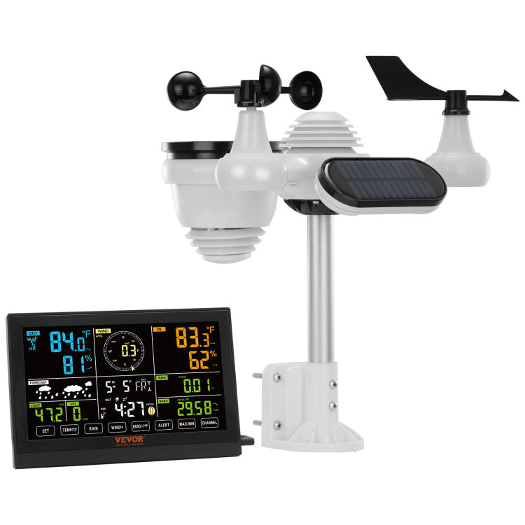 7 In 1 Wireless Weather Station, 7.5 In Large Color Display, Digital Home Weather Station Indoor Outdoor, For Temperature Humidity Wind Speed Direction Rain Uv, With Forecast Data, Alarm, Alerts