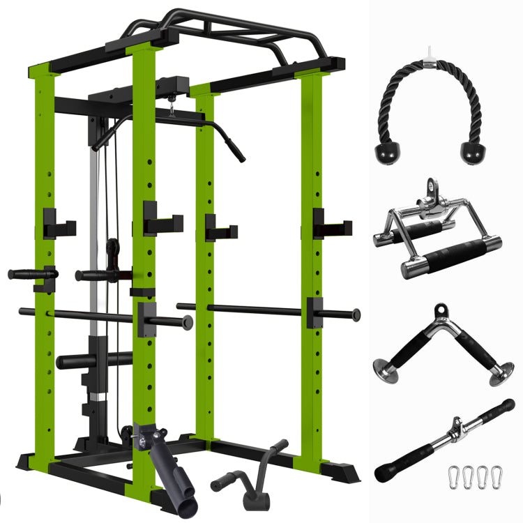 Multi Functional Power Cage, Home Adjustable Pullup Squat Rack 1000Lbs Capacity Comprehensive Fitness Barbell Rack With Gym Accessories