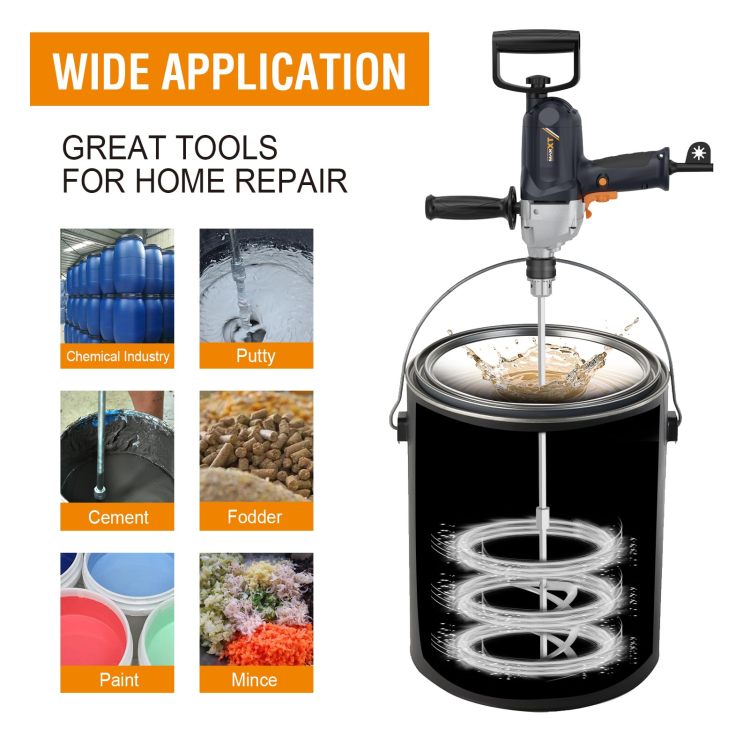 Drill Mixer Set With Spade Handle 1 2 Inch Electric Corded Mixing Drill Machine 9A Motor Concrete Mud Mixer