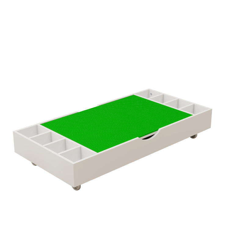 The 2 In 1 Rollaway Play Table And Toy Organizer Compatible With Lego Suitable For Storing Under Bed Or Sofa White 38" X 18.7" X 5.9"