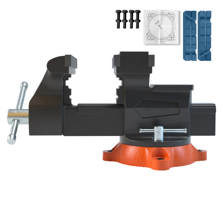 6.5" Bench Vise W 360 Swivel Locking Base & Two Way Jaw Ductile Iron