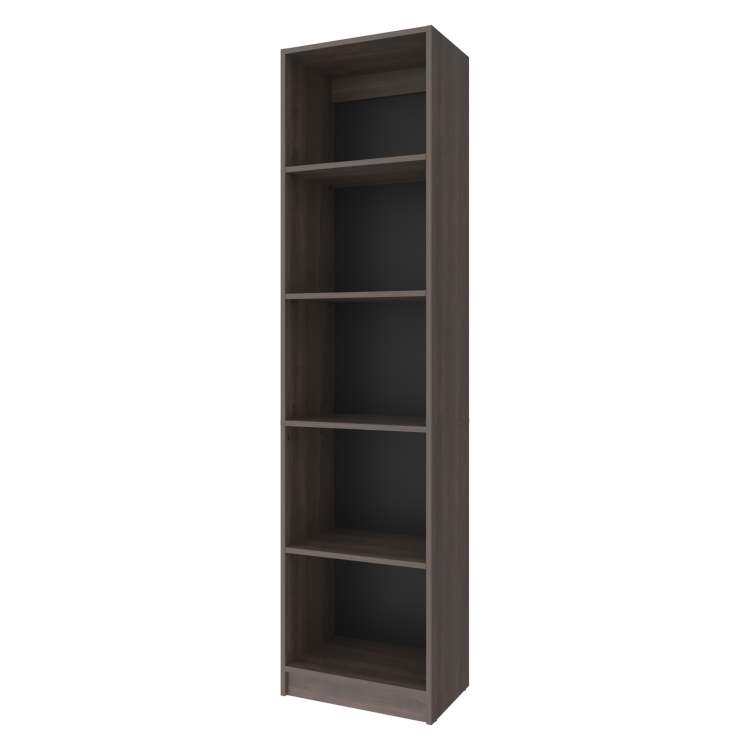 Stained Walnut Bookcase With Open Storage And 5 Shelves