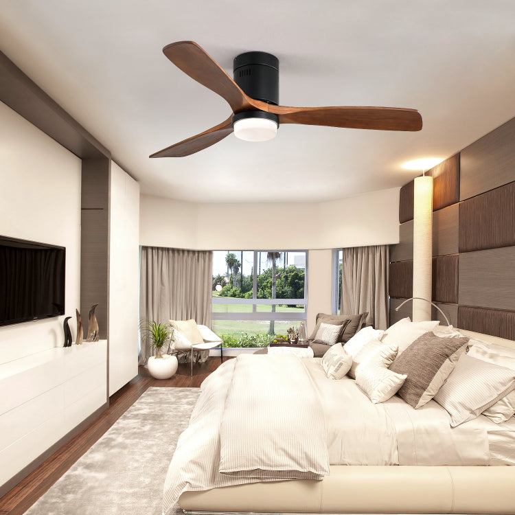 52 Inch Indoor S 3 Solid Wood Fan Blade Noiseless Reversible Motor Remote Control With Light