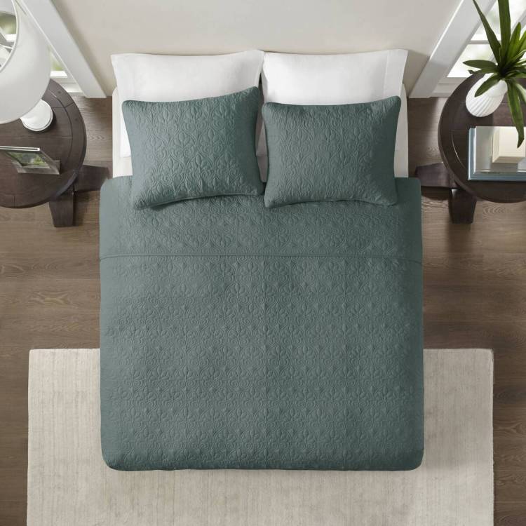 3 Piece Reversible Bedspread Set Balsam Green Queen