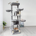 68In Tall Multi Level Green Cat Tree With Hammocks, Hanging Basket, Cat Cave, Removeable Cushion, Scratching Posts Plush Cat Tower For Indoor Cats, Perfect For Multiple Cats Grey