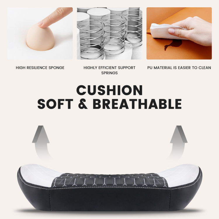 Gaming Chair With Footrest, High Back Gaming Chairs Pvc Leather Ergonomic Office Gamer Chair Headrest Lumbar Support Racing Style Video Gaming Chair Black White