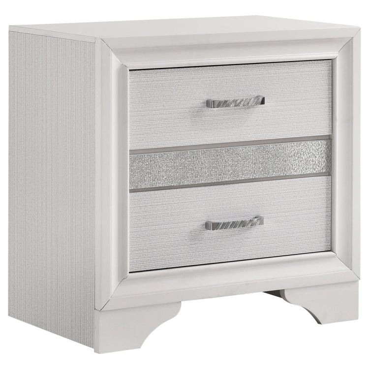 White 2 Drawer Nightstand With Hidden Jewelry Tray