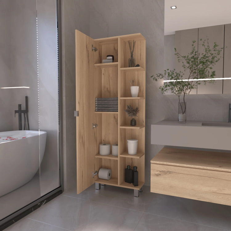 Portland 5 Shelf Linen Cabinet Light Oak