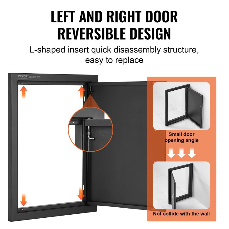 Bbq Access Door, 16W X 22H Inch Single Outdoor Kitchen Door, Cold Plate Flush Mount Door, Wall Vertical Door With Handle, For Bbq Island, Grilling Station, Outside Cabinet